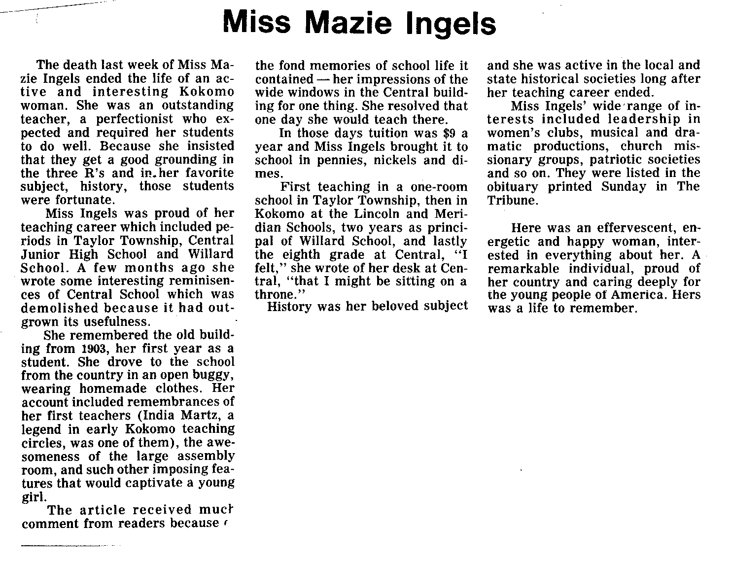 Ingels, Mazie